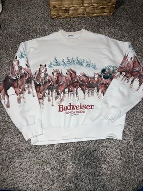 Abercrombie and Fitch Discontinued Budweiser White Crewneck Sweatshirt